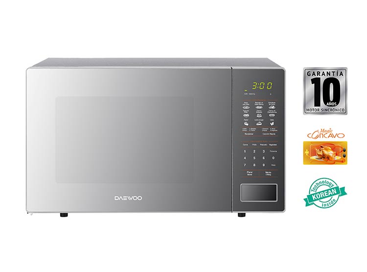 daewoo horno microondas kor-28md 900w - plateado