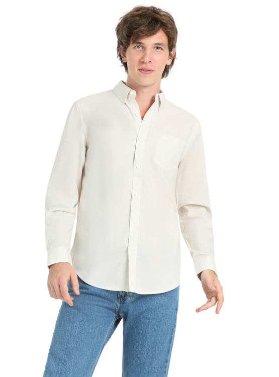 Chemise Homme Dockers Kaki - Manches Longues, Taille M, 100% Coton - Occasion En Très Bon état