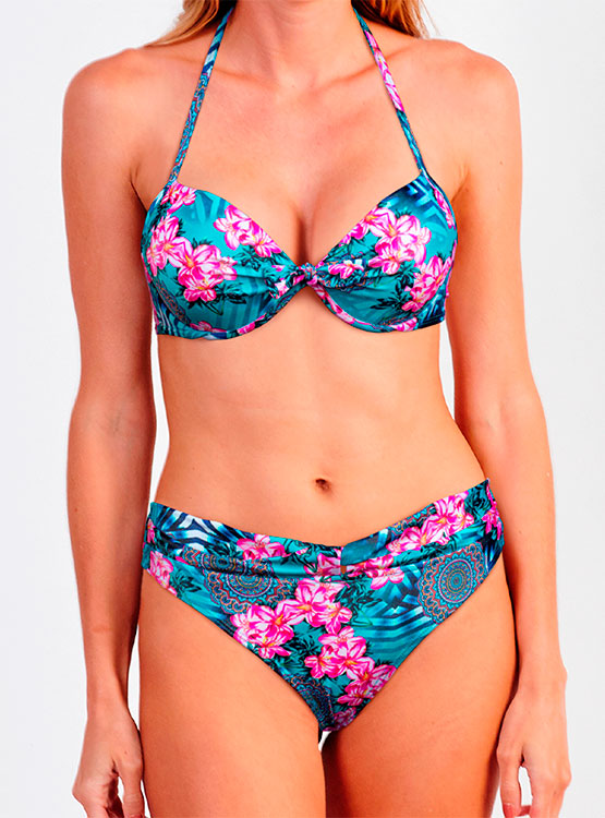 Conjunto Bikini Halter Con Escote En V Y Pantalón Separado, Traje De
