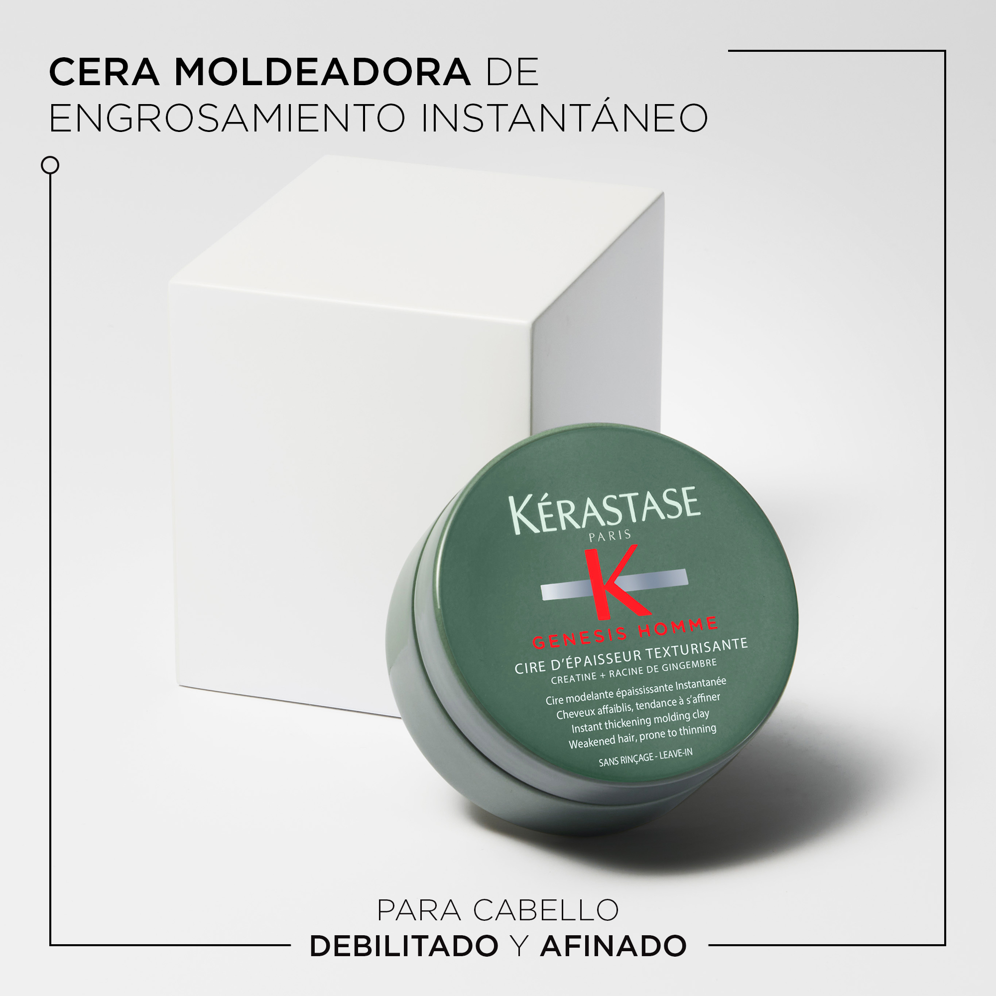 CERA DE PEINADO PARA CABELLOS DEBILITADOS CON TENDENCIA A AFINARSE GENESIS HOMME CIRE 75ML - 2
