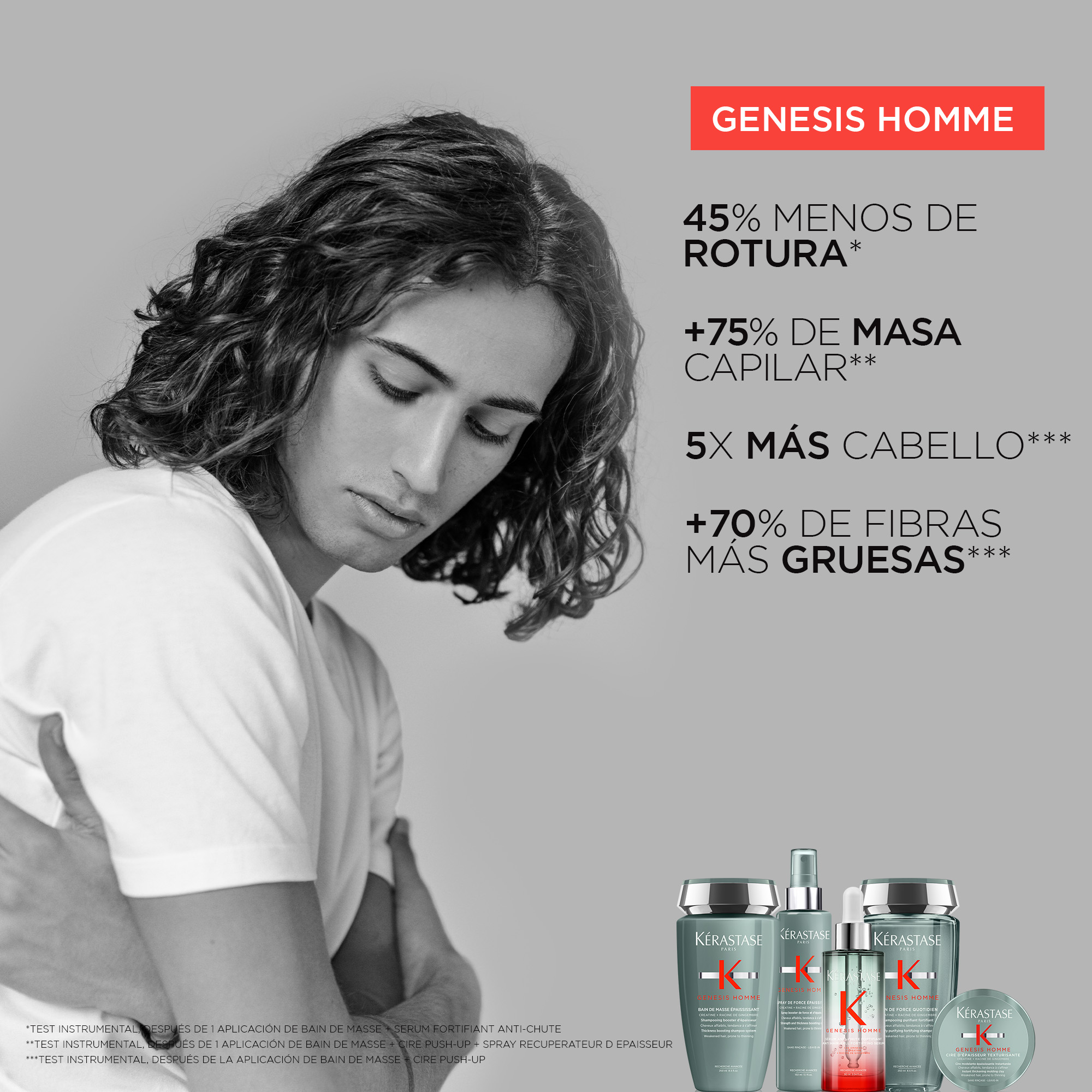 CERA DE PEINADO PARA CABELLOS DEBILITADOS CON TENDENCIA A AFINARSE GENESIS HOMME CIRE 75ML - 4