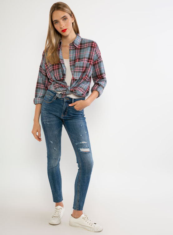 Ripley - BLUSA INDEX PARA MUJER ALGODÓN ML DECHECK