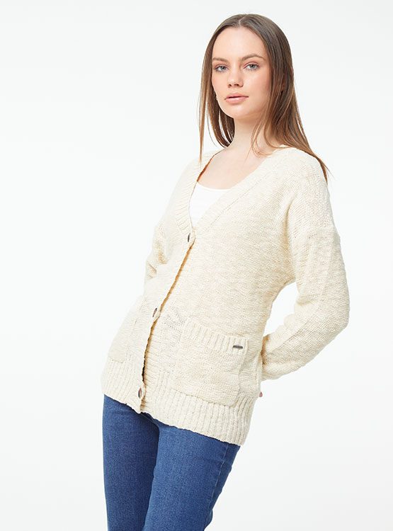 Pepe Jeans Gala Cardigan Tipo Polo De Manga Larga Para Mujer, Con Botones Y Rayas Texturizadas, Cuello Redondo Y Ajuste Regular