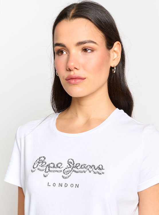 Pepe Jeans Beatrice T-Shirt Donna In Cotone Elasticizzato - Vestibilità Aderente