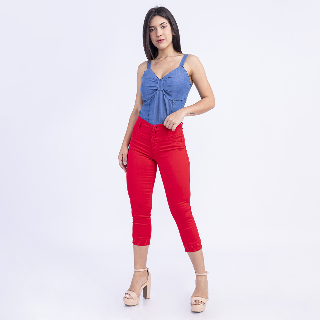 Short Long / Pantalon Capri BILLY BLUES Vert Sauge - Taille 1/2 - Coton - Occasion Bon état