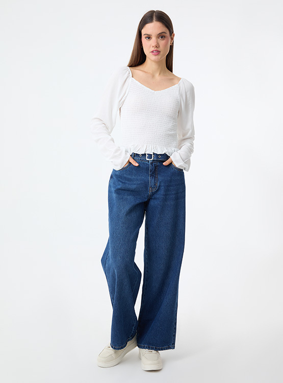 blusa de blonda manga larga