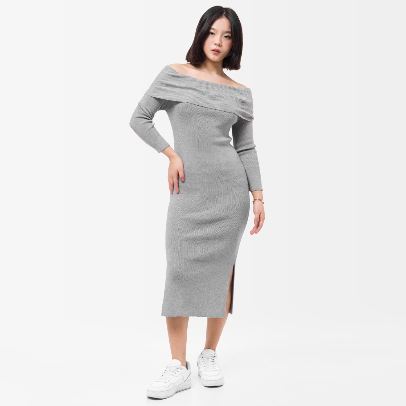 VESTIDO LARGO MUJER SQUEEZE GRIS MEYNNA HILO - 1