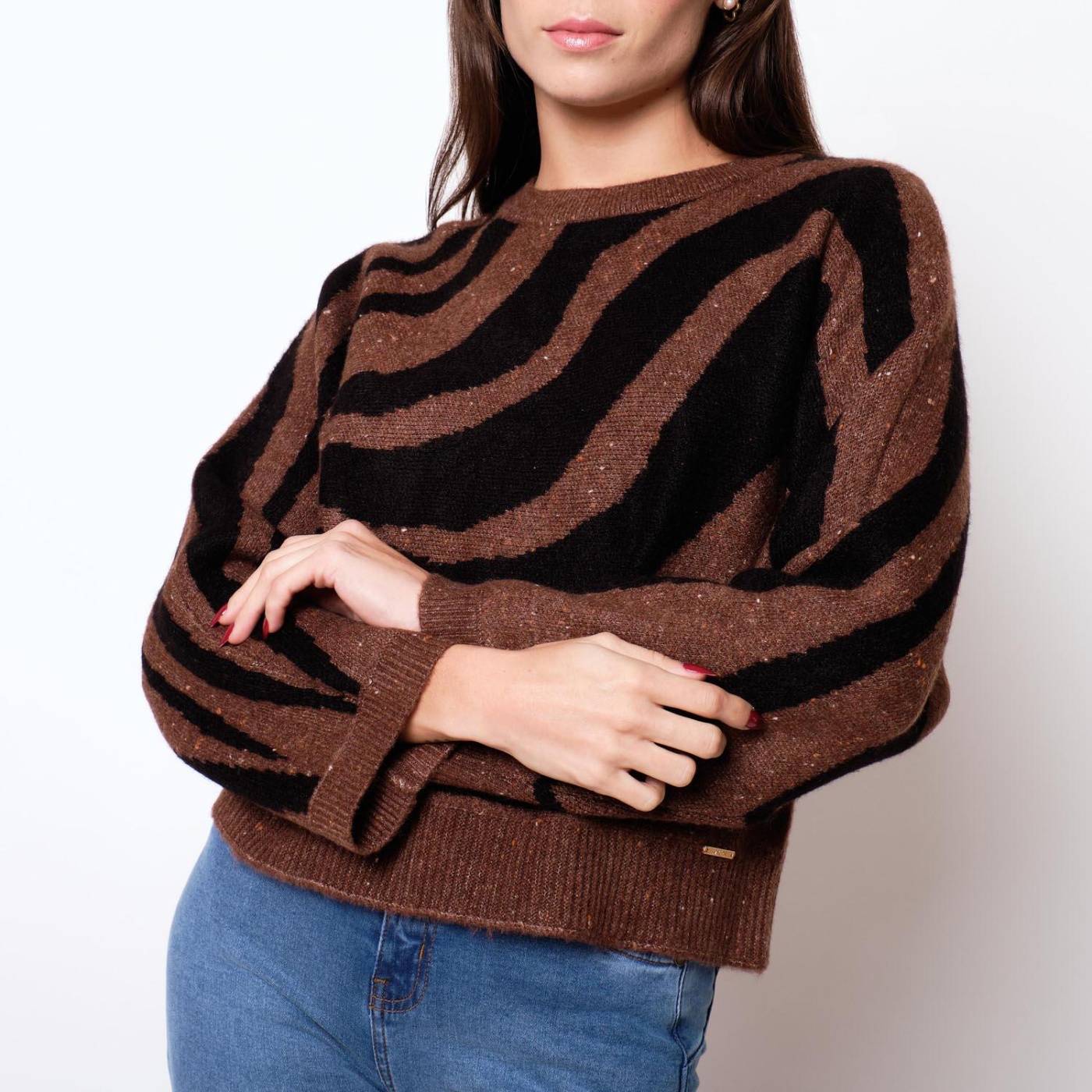CHOMPA MANGA LARGA MUJER MENTHA Y CHOCOLATE MULTICOLOR AGUSTINA