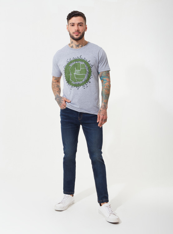 Camiseta Marvel Hulk Manga Corta Para Hombre - 100% Algodón, Talla Pequeña, Color Blanco