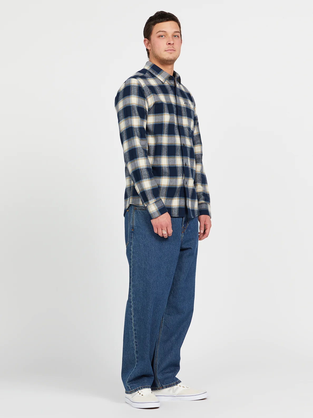 Chemise En Flanelle Volcom Homme Taille M – Bleu à Carreaux, Manches Longues, Coton Doux Et Respirant