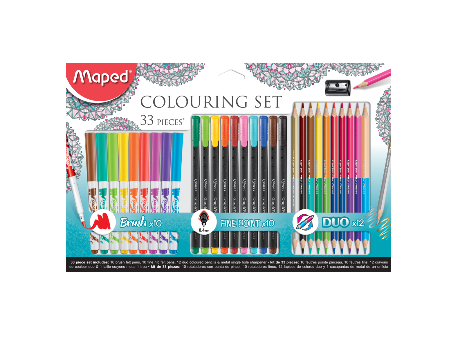 Set di matite colorate, pennarelli e pastelli per bambini