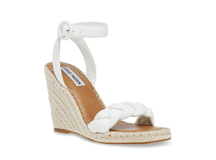 Sandalias Steve Madden Cento Mujer - Charol Blanco, Tacón 1.25 Pulgadas, Talla 41 EU