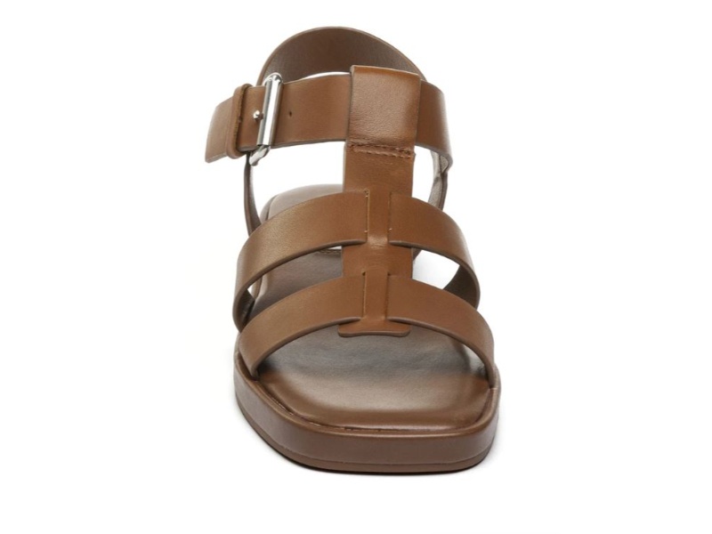 Steve Madden Sandra - Sandalo Donna In Pelle Marroncino Chiaro, Punta Quadrata, Tacco 7.5 Cm, Taglia 38 EU