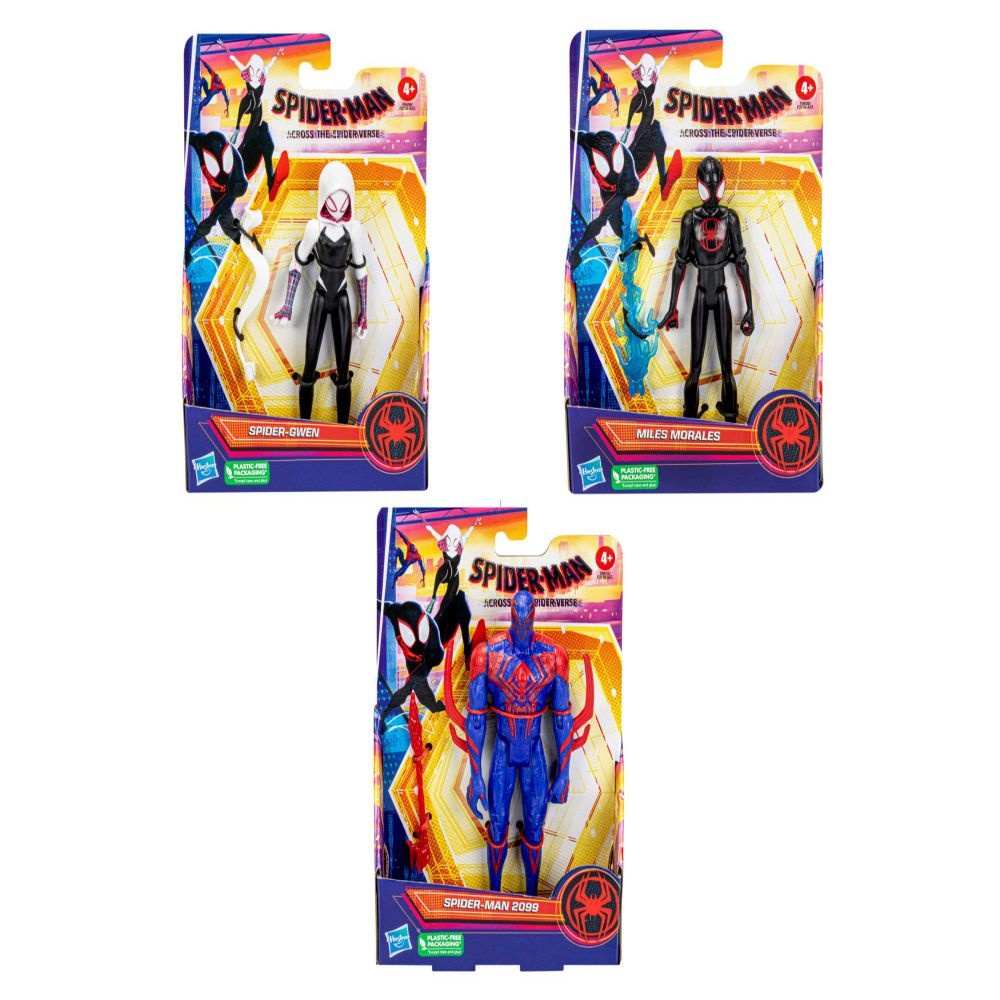 Marvel Spider-Man Across The Spider-Verse – Set 6 Action Figure Da 15 Cm, Ultimate Showdown, Con Accessori, Personaggi: Miles, Spider-Punk, Spot, Prowler, Spider-Man 2099