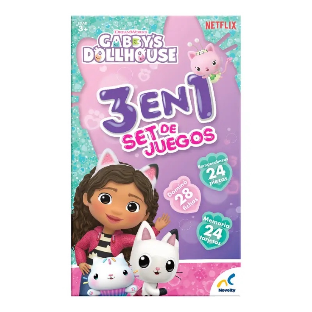 Ripley - SET GABBY'S DOLLHOUSE JCA-4071 JUEGO 3 EN 1 MEMORIA, DOMINO ...