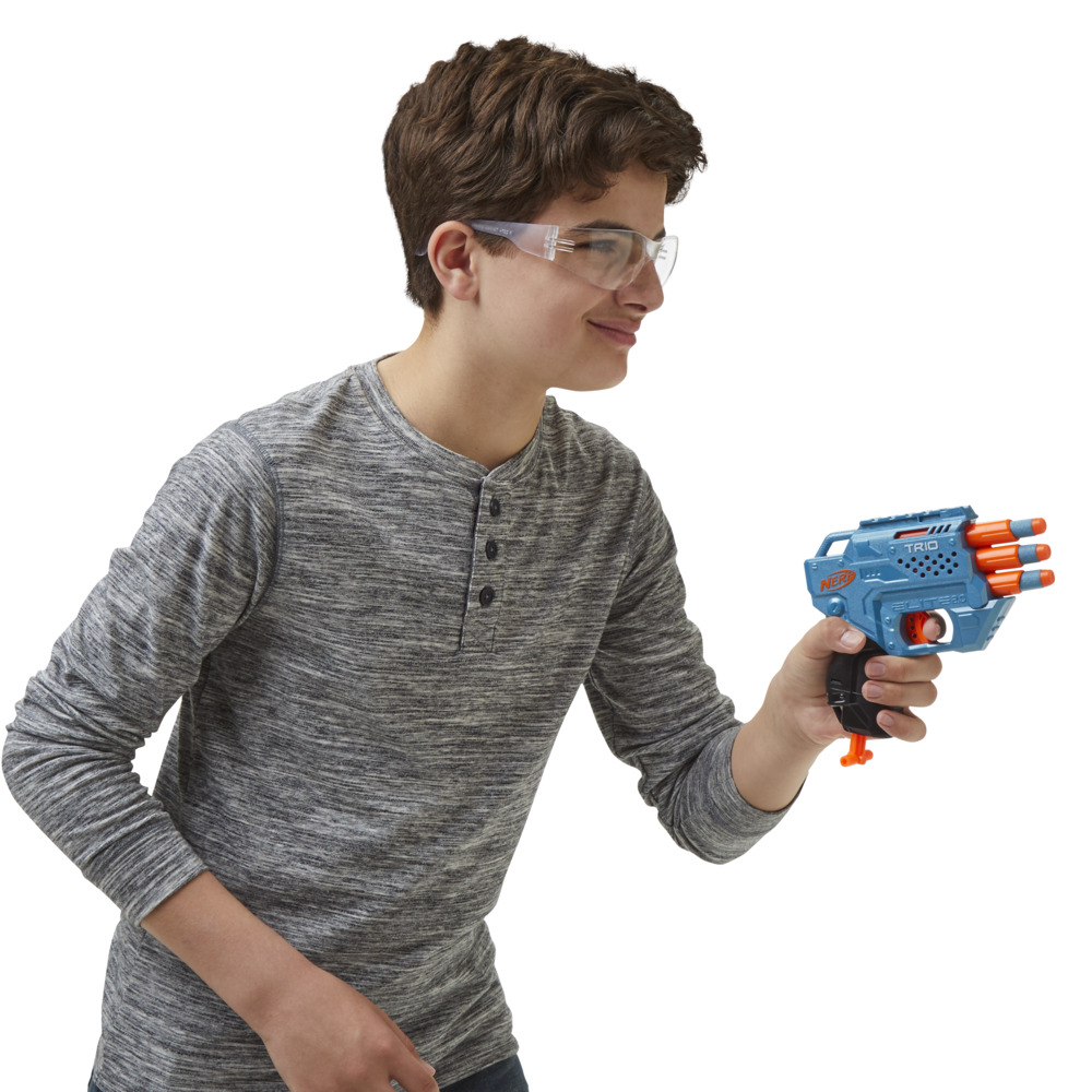 Nerf Elite 2.0 Lanzador Trio SD-3 – 3 Cañones, 6 Dardos Y Alcance De 27 M, Regleta Táctica Para Personalizar