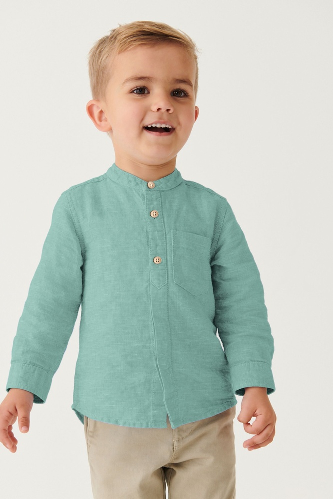 Camisa Blanca Manga Larga 100% Algodón Para Niño, Calce Regular, Cuello Bandeja, Formal Escolar