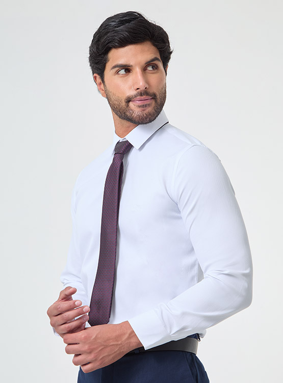 Camisa Hombre Manga Larga Lunares Blanco Y Negro – Clásica, Corte Ajustado
