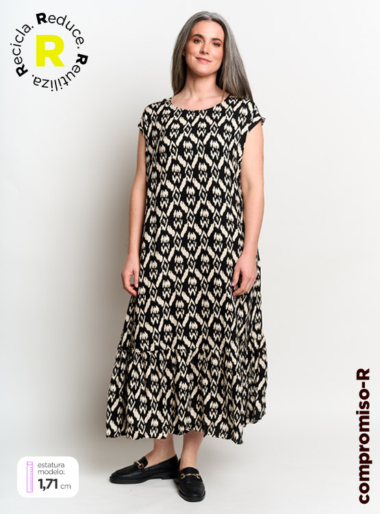 Vestido Largo IKITA Para Mujer - Estampado Integral Vibrante, Tirantes Ajustables, Cremallera Lateral