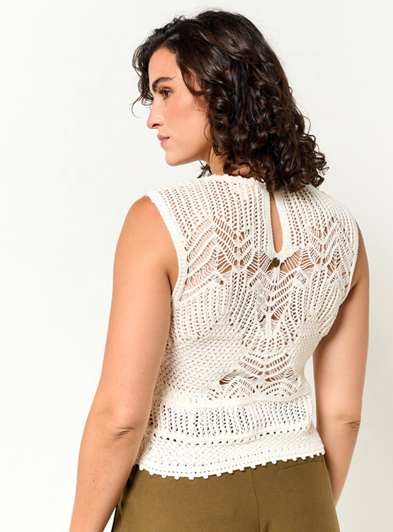 Knit Factory - Luna Cardigan Lungo Senza Maniche in Maglia