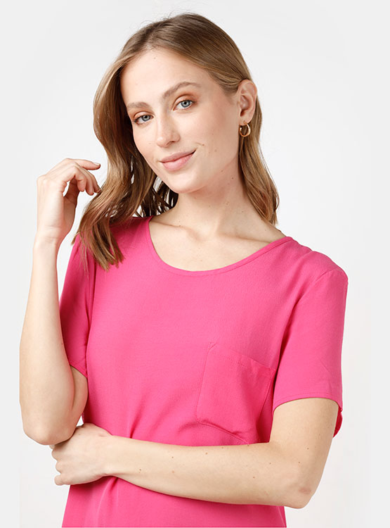 Vestido Camisero OPUS Para Mujer - Línea A, Manga 3/4, Tejido Acanalado, Corte Holgado