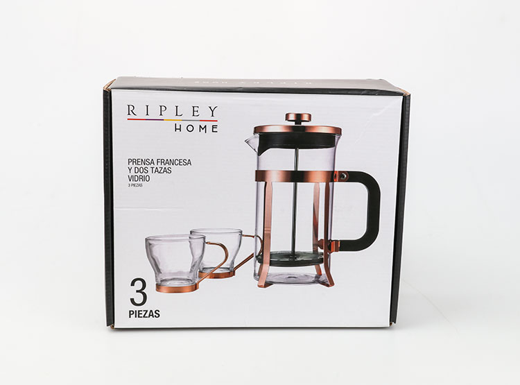 COMBO RIPLEY HOME CAFETERA FRANCESA COBRE + TAZAS - 4