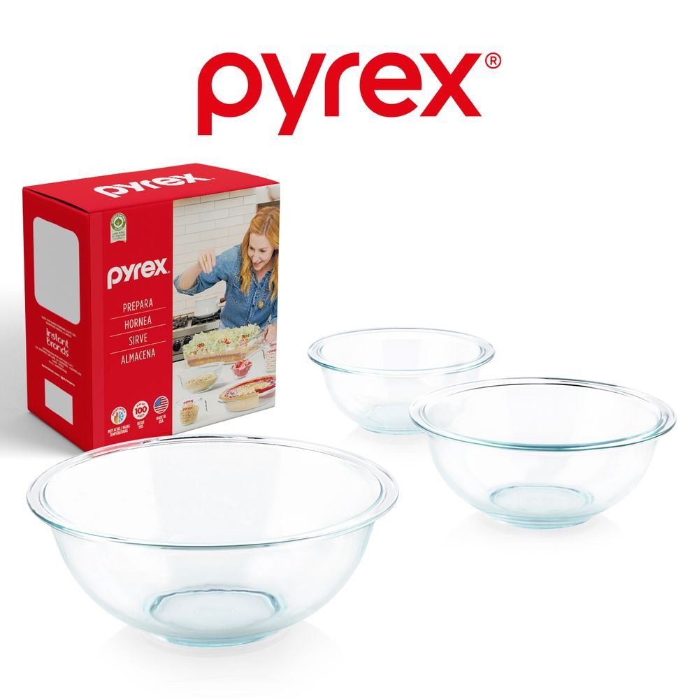 Pyrex Ripley Ripley - BOWL PYREX TRANSPARENTE 3 PIEZAS MIXING