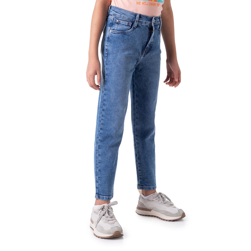 NAME IT Jean Fille - Taille Mi-Haute - Denim Medium Blue - 75% Coton - Fermeture Éclair