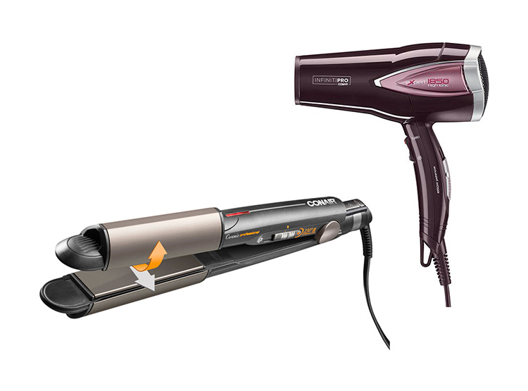 conair secadora expert 2300 high ionic d361 + alisador y ondulador de  cabello st270